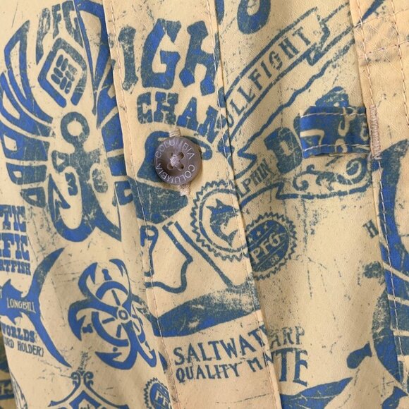 Columbia PFG Omni-Shade Casual Button-Down Shirt Men Size S/P fishing yellow - Picture 11 of 12